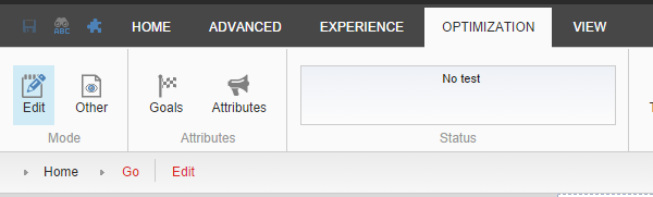 Optimization tab in the Experience Editor