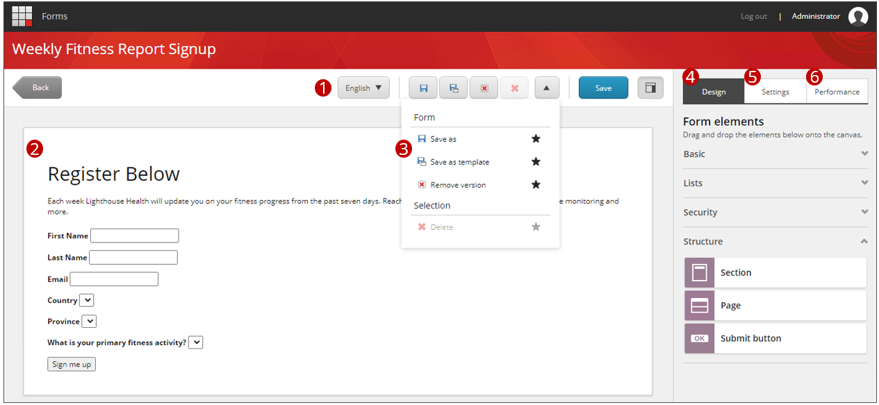 Forms dashboard Forms dashboard