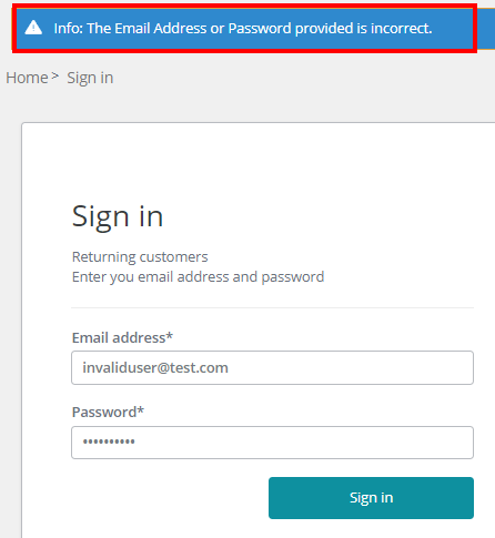 Invalid validation message