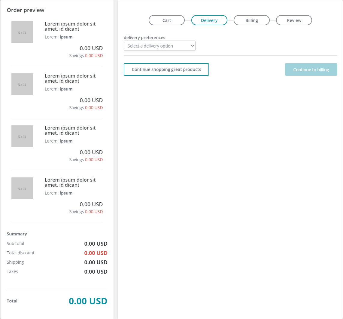 Order Preview shown in the Experience Editor