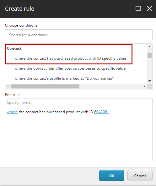 Create Contact segmentation rule.