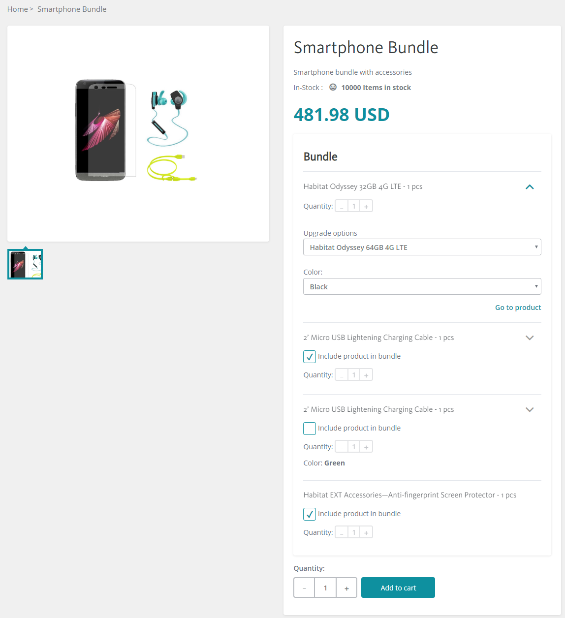 Smartphone Bundle on the live storefront
