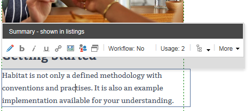 The floating toolbar above a rich text field The floating toolbar above a rich text field