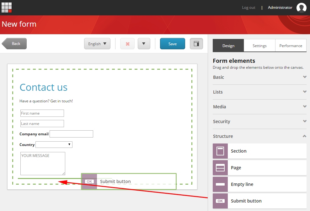 Add the submit button to the form. Add the submit button to the form.