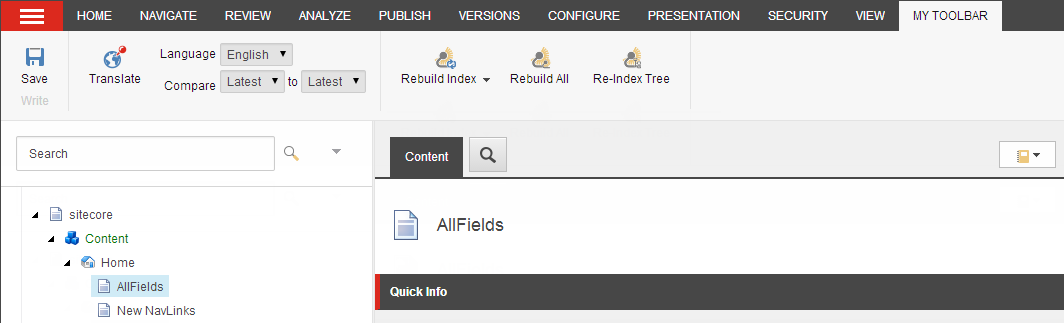 The My Toolbar tab
