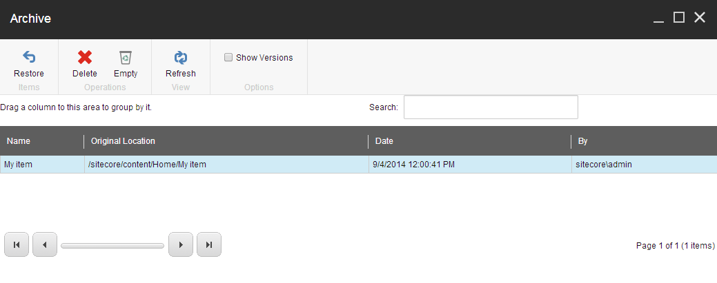 The Archive dialog box