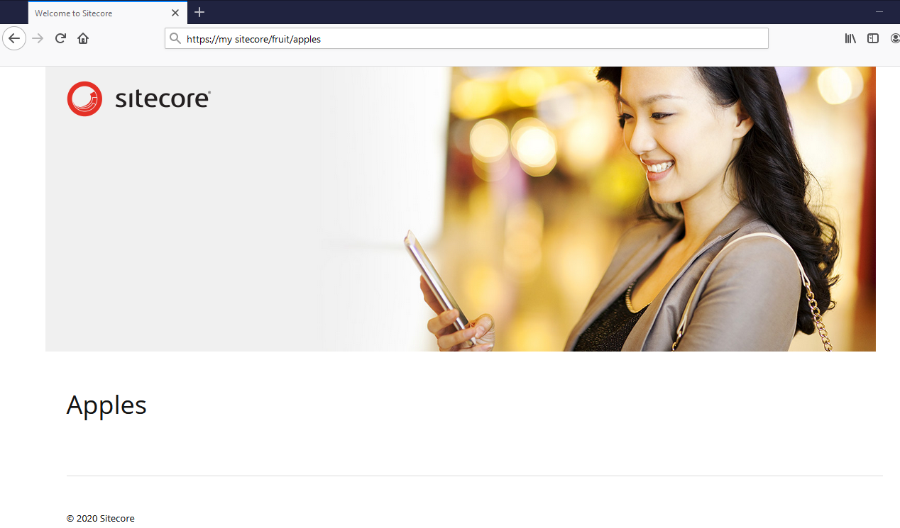 The https://my sitecore/Fruit/Apples page.