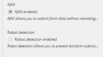 Robot detection enabled check box. Robot detection enabled check box.