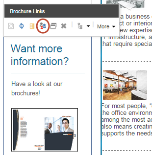 The Personalization icon on the floating toolbar for a component