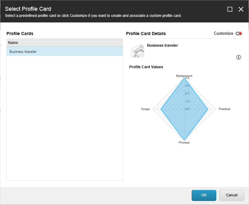The Select Profile Card dialog box