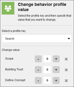 The Change behavior profile value action details pane The Change behavior profile value action details pane