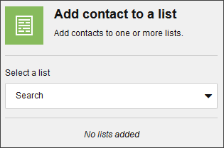 The Add contact to a list action details pane The Add contact to a list action details pane