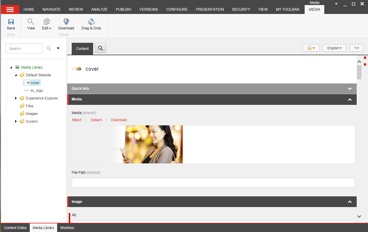 The Content tab in the Media Library