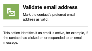 The Validate email address action details pane The Validate email address action details pane