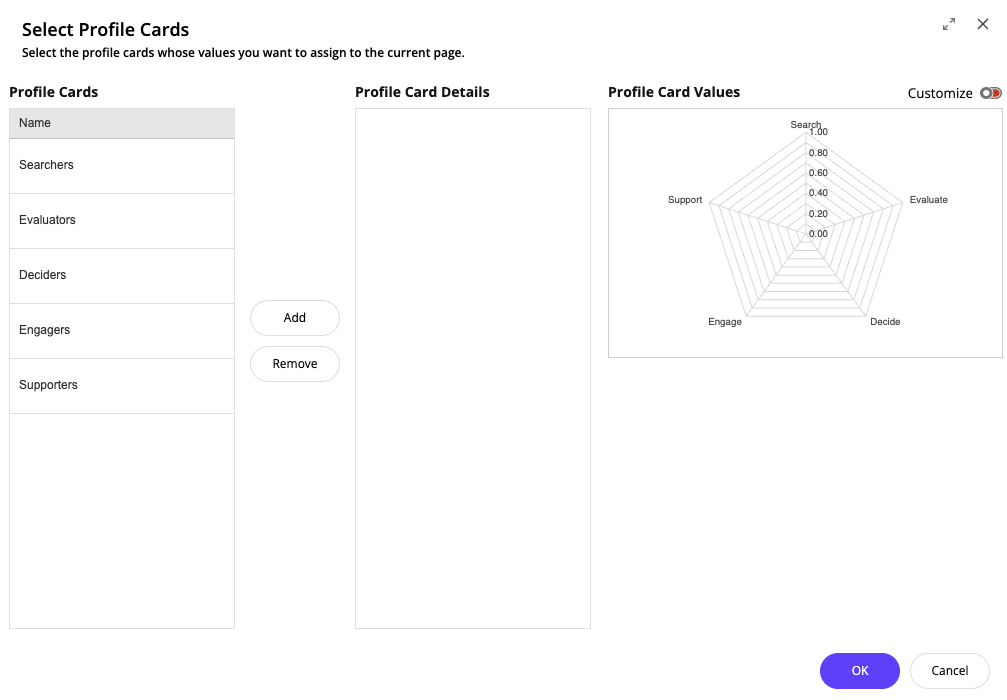 Select Profile Card dialog box with the Multiple Authoring Selection setting. Select Profile Card dialog box with the Multiple Authoring Selection setting.