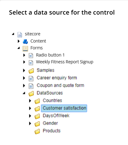 Select a data source for the control.