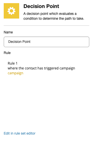 The Decision point element details pane The Decision point element details pane