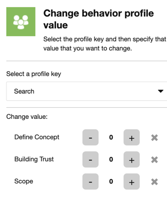 The Change behavior profile value action details pane The Change behavior profile value action details pane