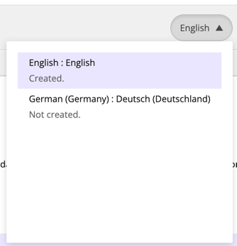 Language drop-down menu. Language drop-down menu.