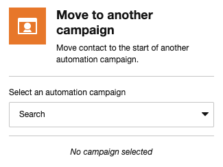 The details pane for the Move to another campaign action The details pane for the Move to another campaign action