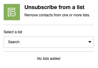The Unsubscribe from a list details pane The Unsubscribe from a list details pane