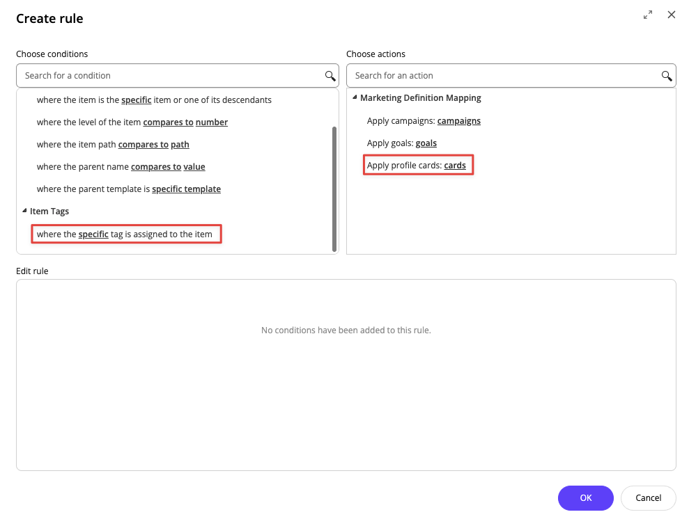 Create rule dialog box Create rule dialog box