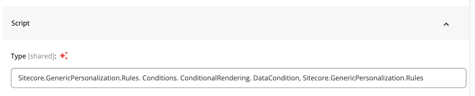 A screenshot of the Content Editor Type field for a new condition.