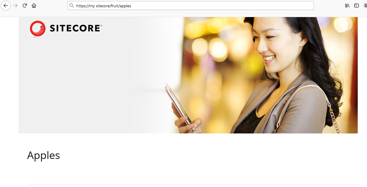 The https://my sitecore/Fruit/Apples page.