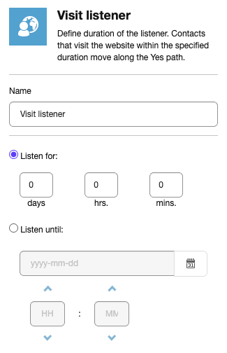 The Visit listener details pane The Visit listener details pane