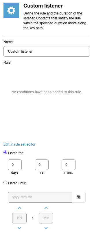 The Custom listener details pane The Custom listener details pane