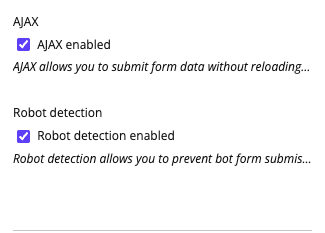 Robot detection enabled check box.