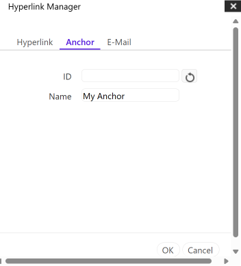 The Name field on the Anchor tab contains My Anchor.