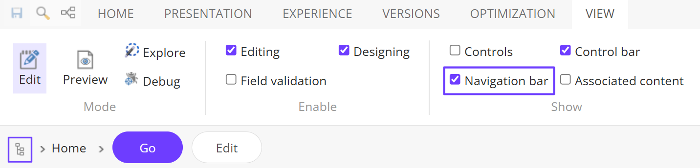 Select the Navigation Bar Select the Navigation Bar
