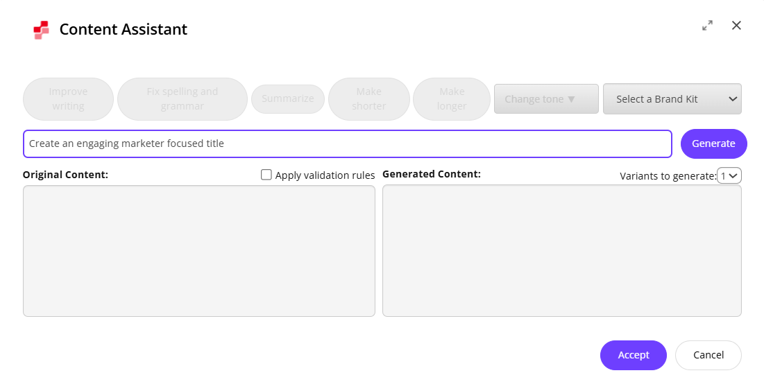 Generate content for an empty field using a prompt.