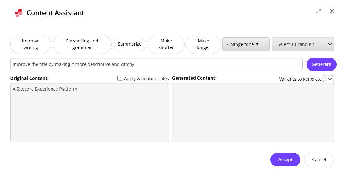 Refine existing content using a custom prompt.