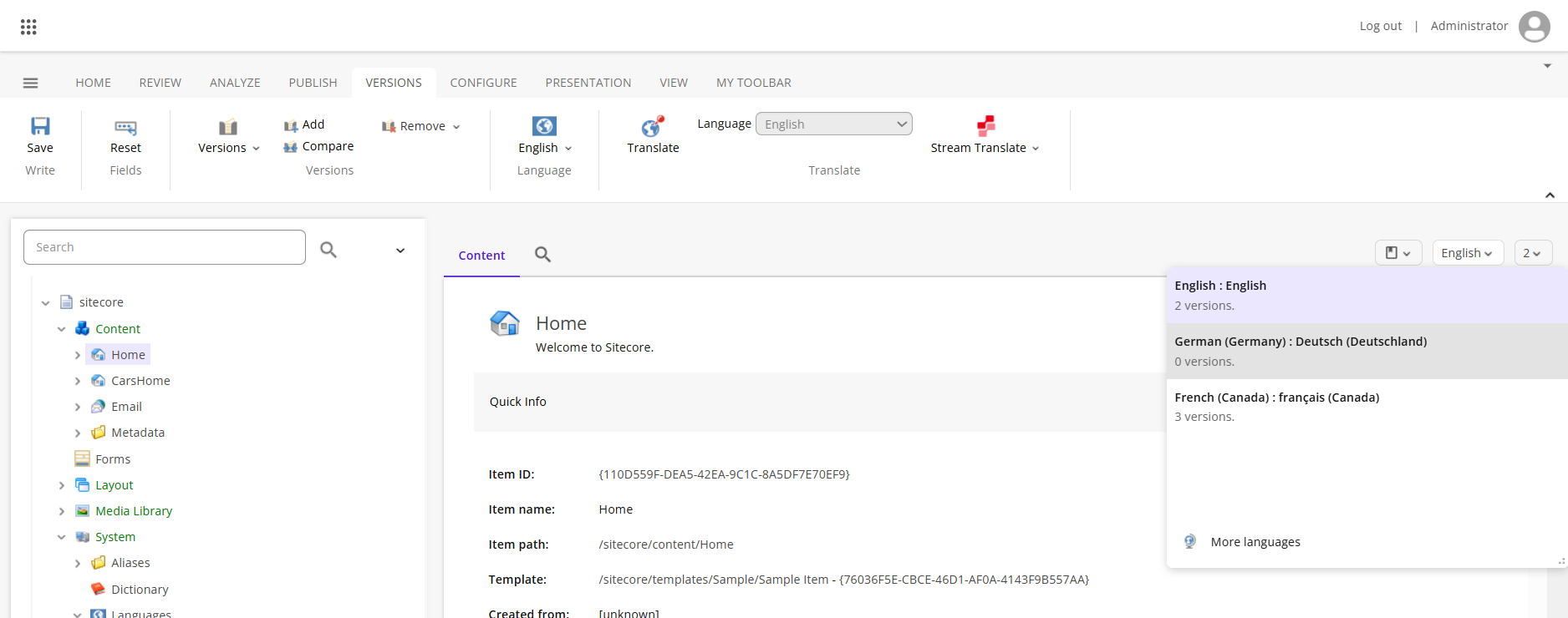 Select the target language for the page translation.
