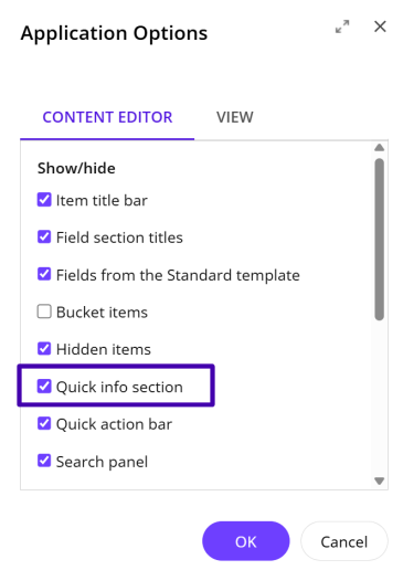 The Application Options dialog The Application Options dialog