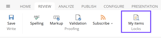 My Items on the Review tab in Content Editor My Items on the Review tab in Content Editor