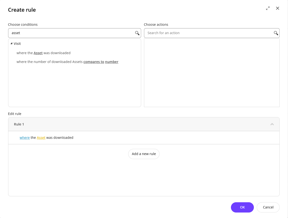 Configure the options for a rule in the Edit rule section