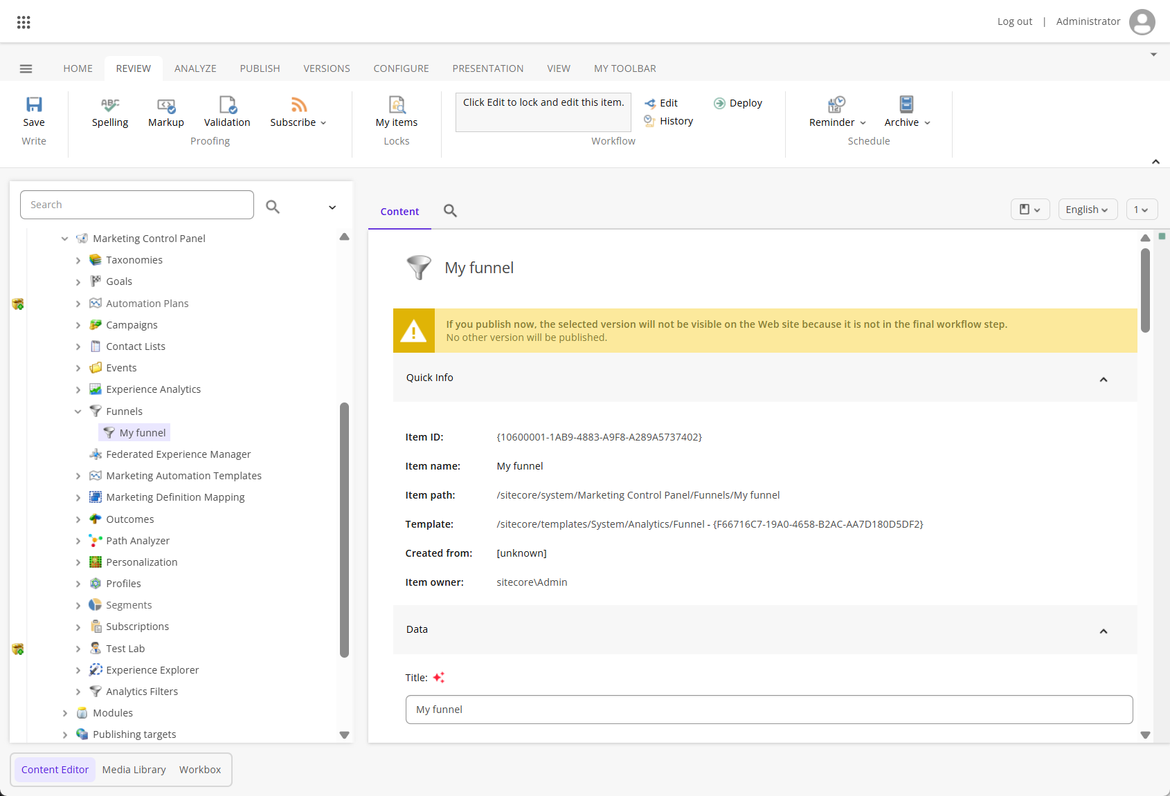 Click the Review tab and click Deploy Click the Review tab and click Deploy