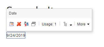 The floating toolbar above a Date field The floating toolbar above a Date field