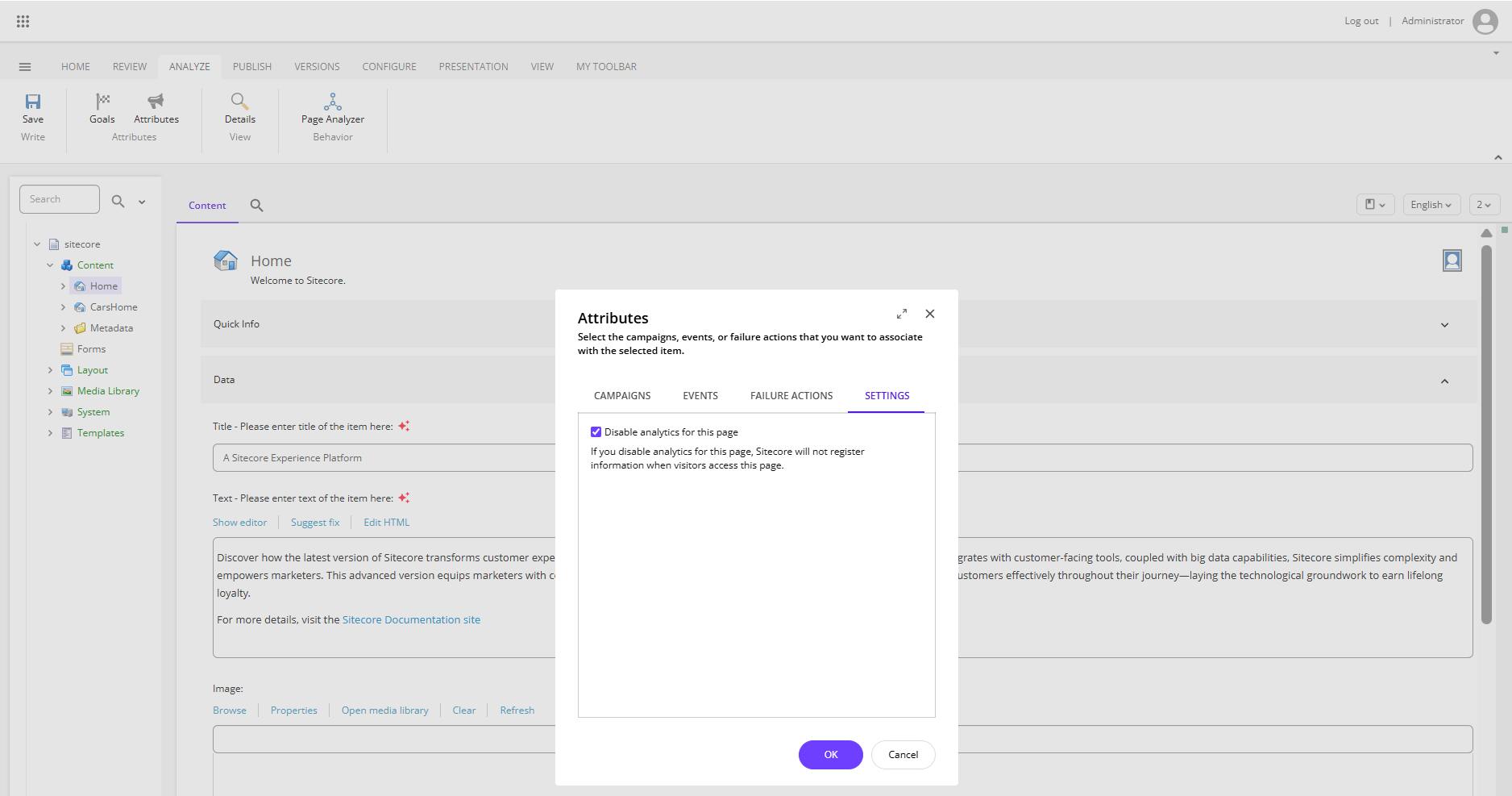 The Attributes dialog