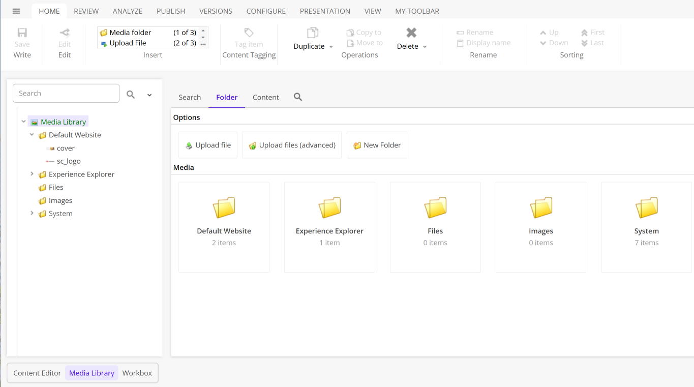 The Folder tab in the Media Library