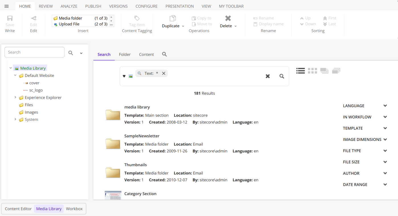 The Search tab in the Media Library