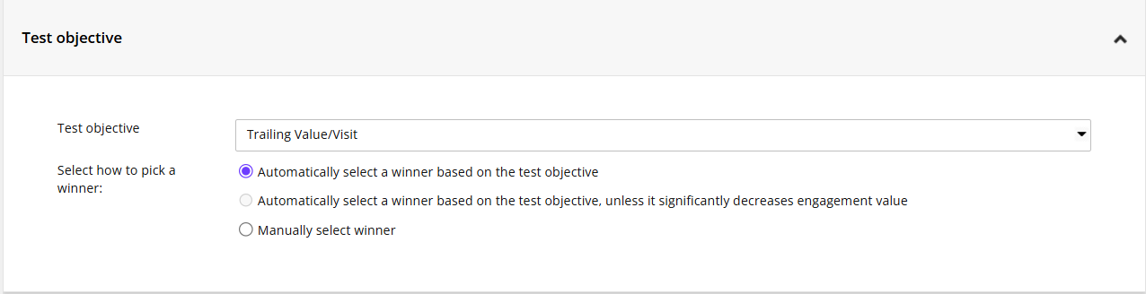 The Test objective section