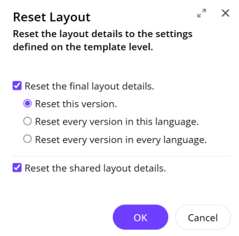 Reset Layout dialog.