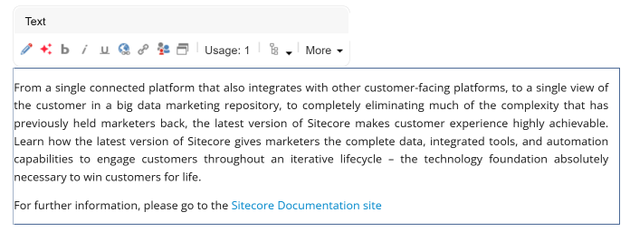 The floating toolbar above a rich text field The floating toolbar above a rich text field