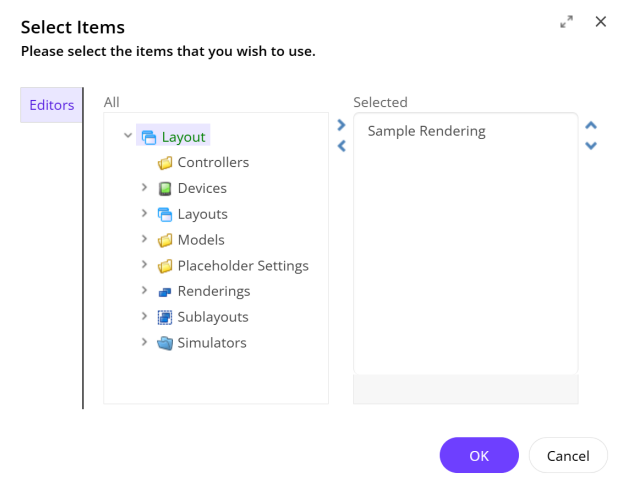 The Select Items dialog