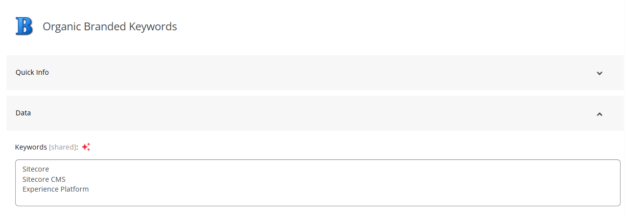 Enter the keywords for brand search in the Keywords field Enter the keywords for brand search in the Keywords field
