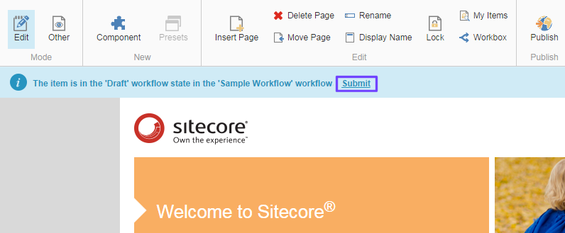 The Submit link in the notification bar The Submit link in the notification bar